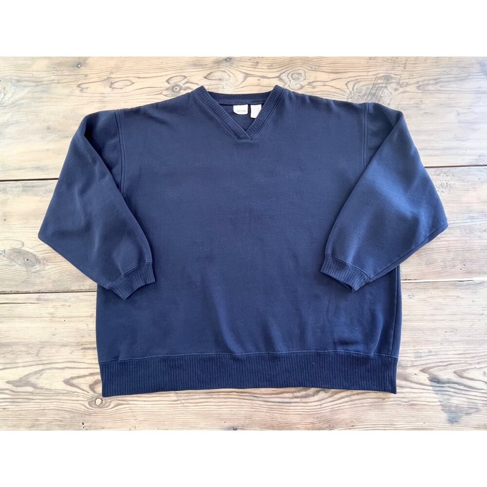 Vtg Cherokee V-Neck Sweatshirt Womens XL Navy 90s